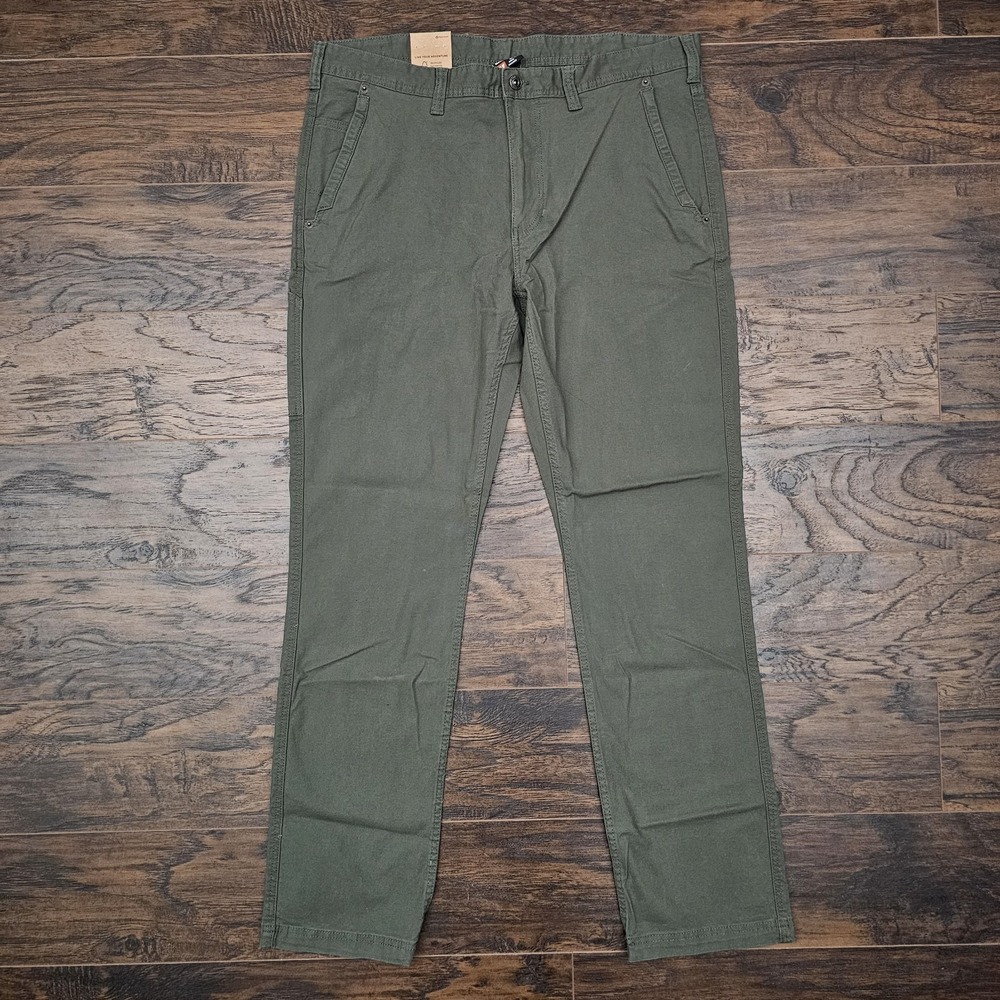Eddie Bauer Men's 38x34 Green Canvas Utility Pants‎ Stretch Work